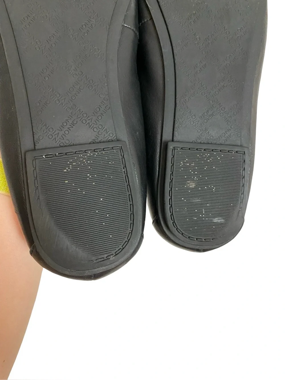 Vionic Minna Ballet Flats Shoes Womens Size 10 Black Bow Toe Cap Slides
